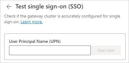 Screenshot of the UPN field in the SSO test.