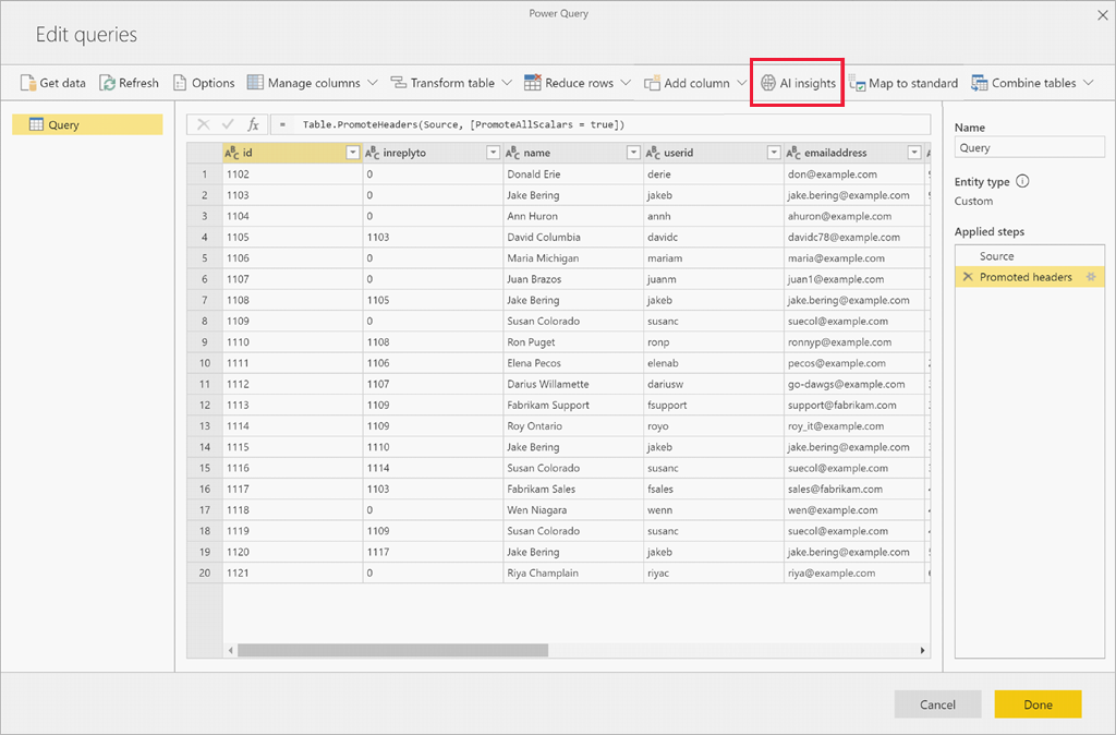 Screenshot shows Edit queries with All insights selected.