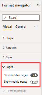 Captura de pantalla del navegador formato, donde se resalta la configuración de Páginas