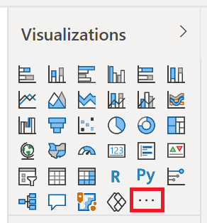 Captura de pantalla del panel Visualizaciones de Power&nbsp;BI, que muestra el icono de puntos suspensivos resaltado.