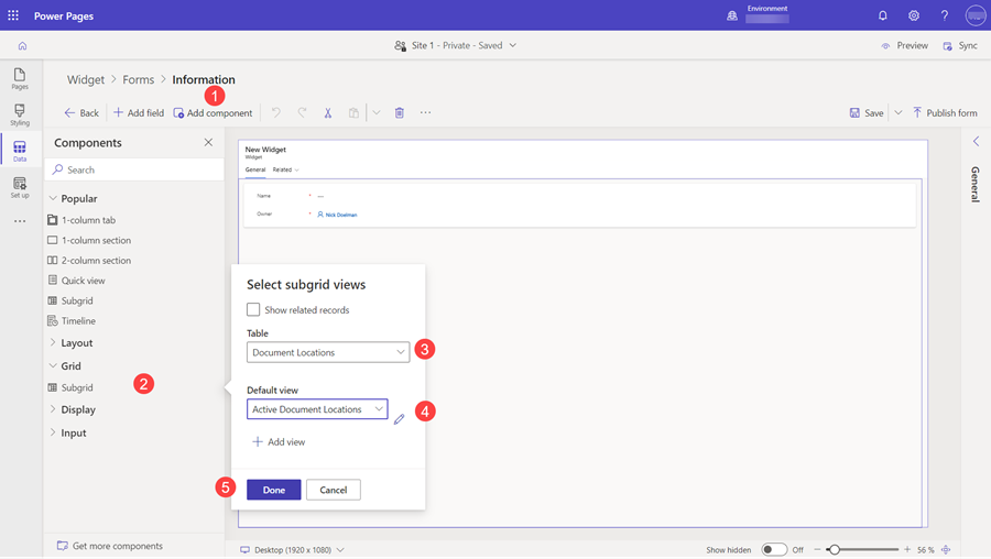 Configure o formulario para documentos.