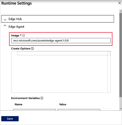 Actualizar la versión del agente de Edge Hub