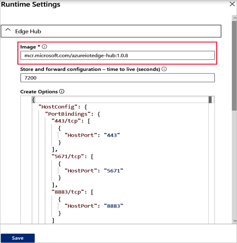 Actualizar la versión de la imagen del hub de Edge
