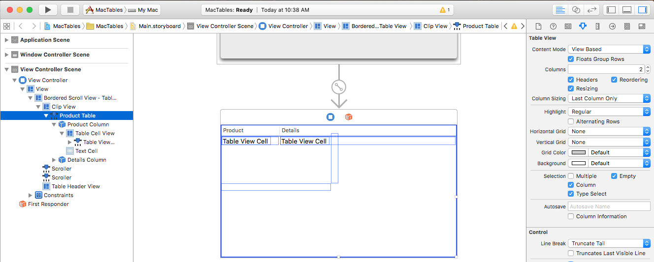 La captura de pantalla muestra el Interface Builder donde puede seleccionar Varios en el Inspector de atributos.