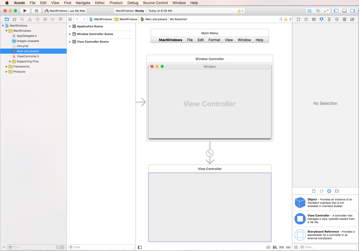 Edición de una ventana en Xcode