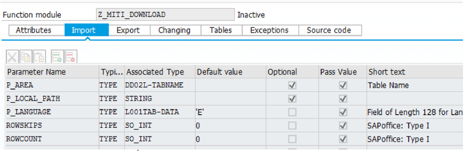 Captura de pantalla que muestra el registro de la opción sources como parámetros de importación.