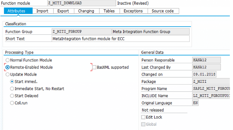 Captura de pantalla que muestra el registro de la opción sources como Remote-Enabled Module.
