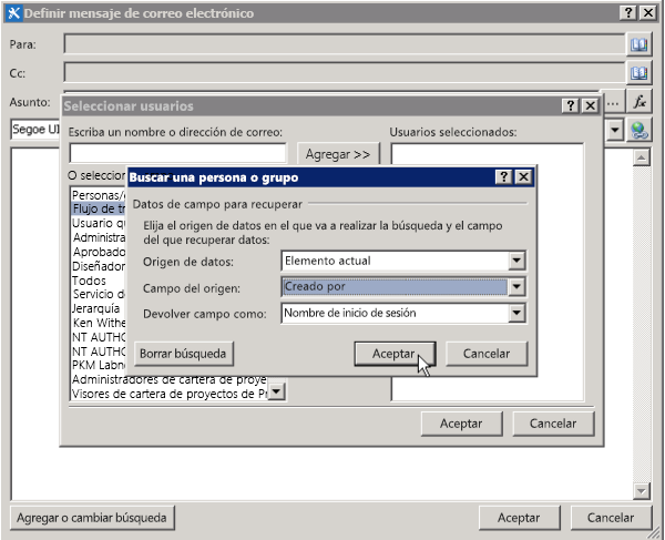 Cuadro de diálogo Buscar una persona.