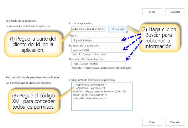 Búsqueda de un identificador de aplicación