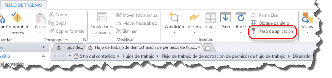 Adición de un paso de aplicación.