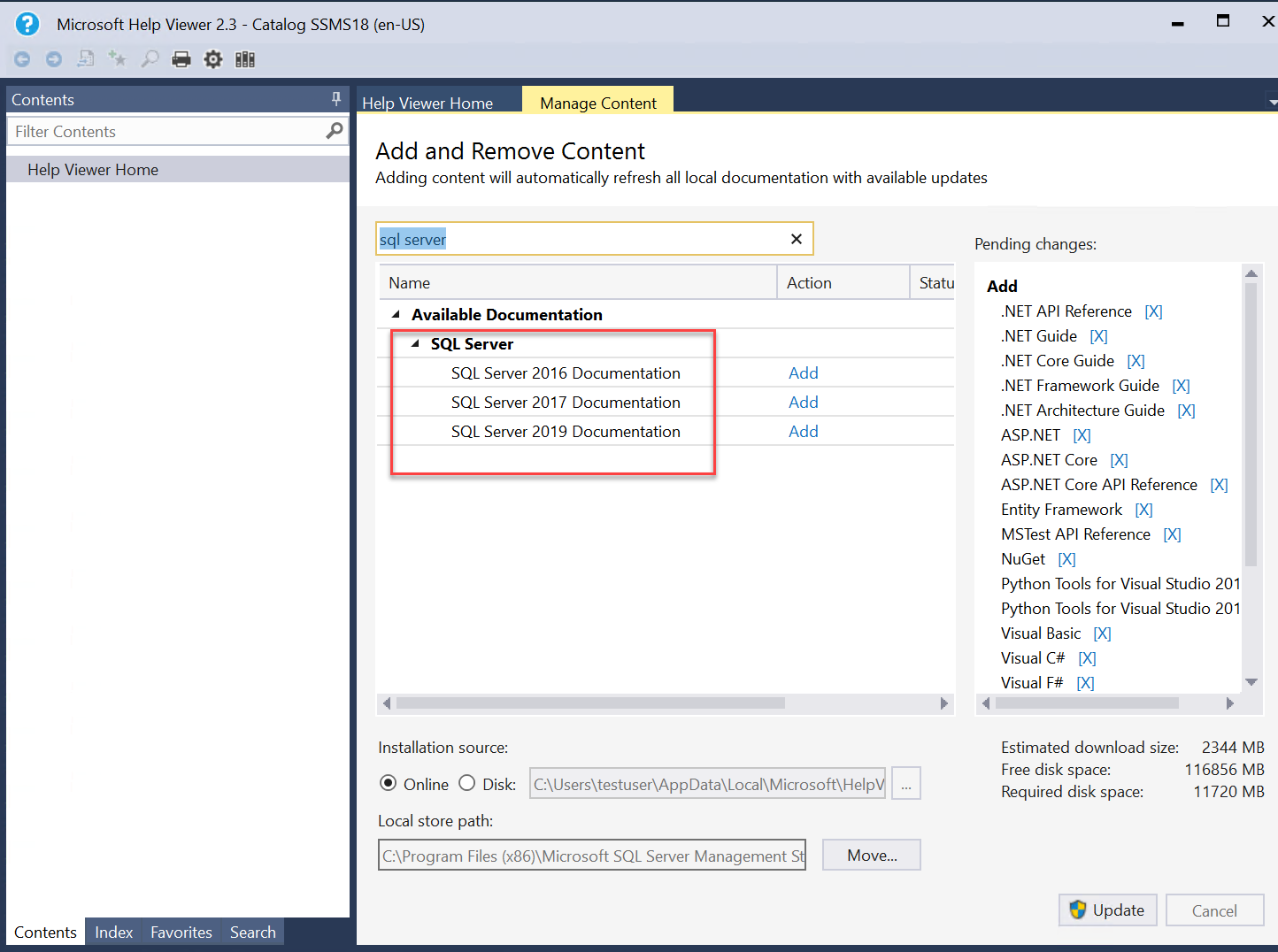 Captura de pantalla de Búsqueda de libros de SQL Server.