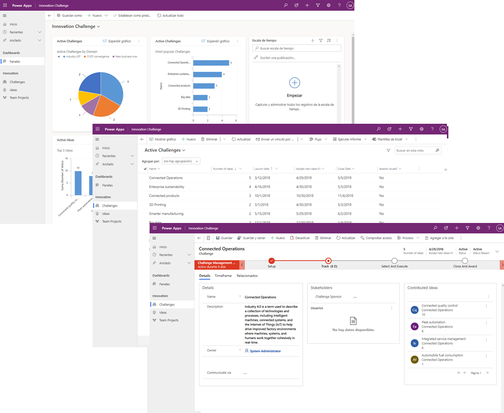 Captura de pantalla en la que se muestra una aplicación basada en modelo