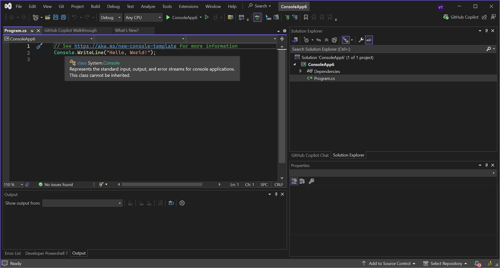 Captura de pantalla del Editor en Visual Studio 2022.