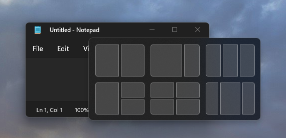 Aplicación Bloc de notas en Windows&nbsp;11 con esquinas redondeadas.