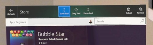 Interfaz de usuario de la barra de aplicaciones en la vista de la aplicación 2D