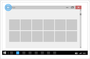 botón de retroceso de la barra de título