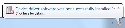 Captura de pantalla de notificación de error al instalar 