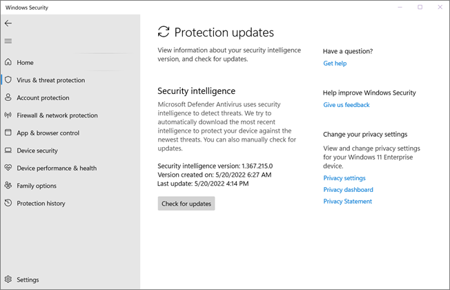 עדכון הגדרות באנטי Microsoft Defender וירוס,