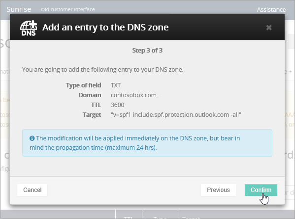 OVH הוסף רשומת TXT עבור SPF ואשר.