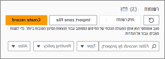 צילום מסך של המקום שבו אתה בוחר צור רשומה כדי להוסיף רשומת TXT של אימות תחום.