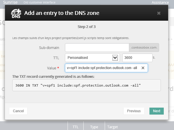 OVH הוסף רשומת TXT עבור SPF.