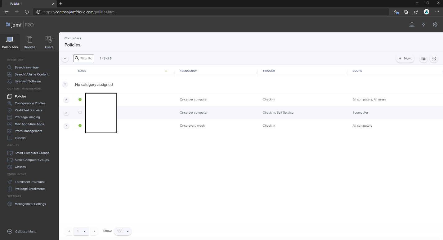 פריטי המדיניות של הגדרות התצורה.