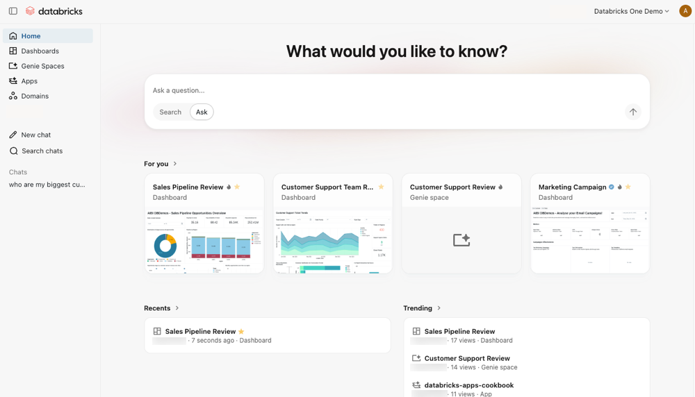 Landing page for Genie