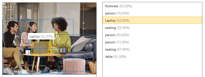 Photo of an office with a rectangle drawn around a laptop.