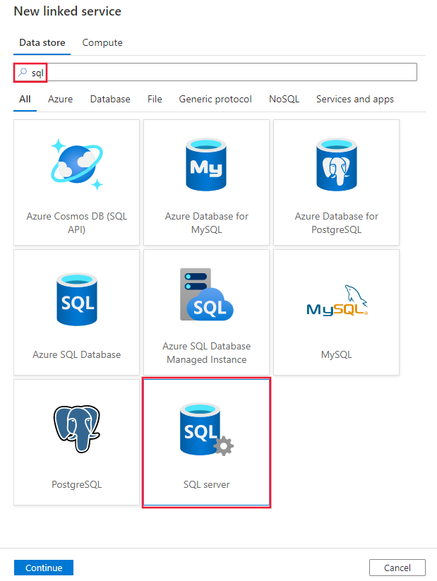 Screenshot of the SQL Server connector.