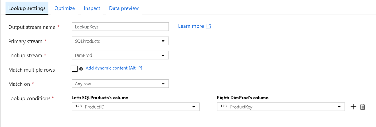 Screenshot shows the Lookup settings tab with the labels described in the following text.