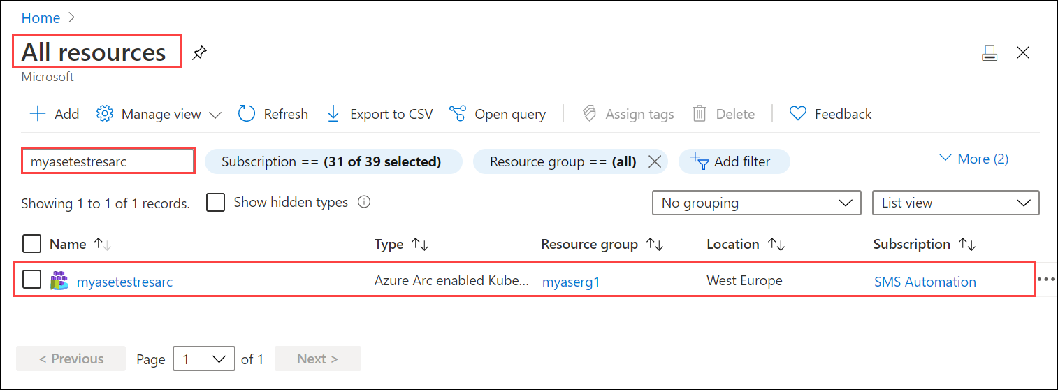 Go to Azure Arc resource