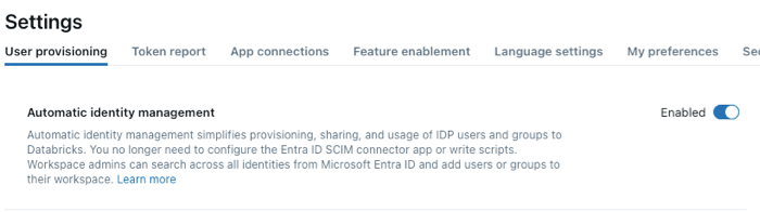 Enabled automatic identity management in the account.