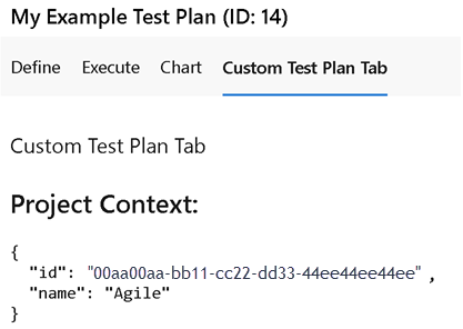 Screenshot of a custom pivot tab on the test plan hub.
