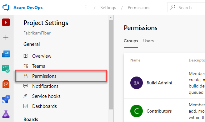 Screenshot Project Settings>Permissions.