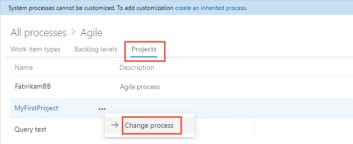 Choose Projects tab