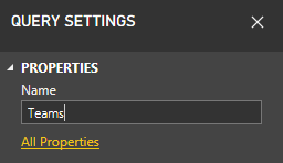 Change Query Name to Teams