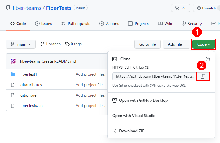 Screenshot of the Clone popup on the GitHub site.