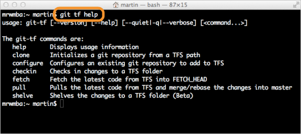 git tf help
