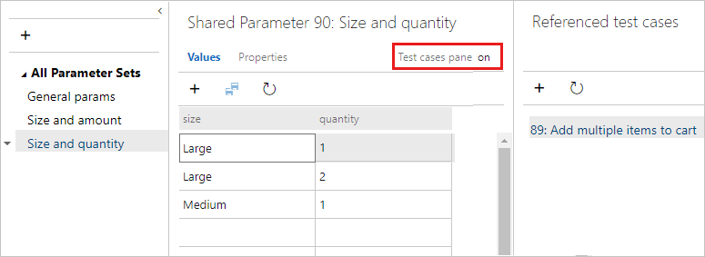 Screenshot shows options to add, edit, view, and rename a shared parameter.