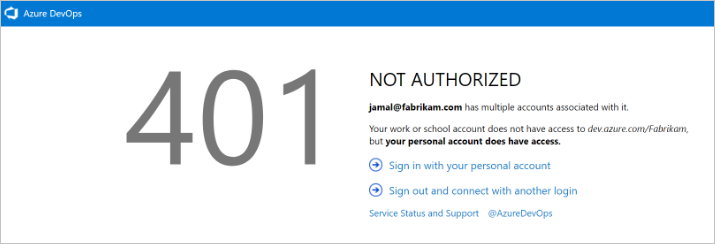 troubleshoot Azure DevOps connection 401 error 2