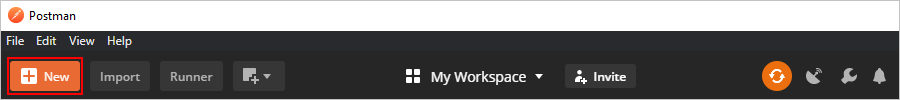 Screenshot that shows Postman with New button selected