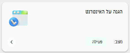 צילום מסך של אריח המראה אם הגנה באינטרנט מופעלת במכשיר.