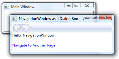 Navigation window as a dialog box A dialog box