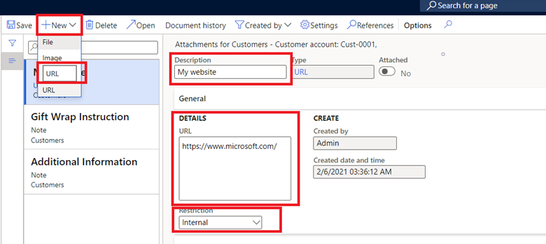 Creating a URL in the finance and operations app.