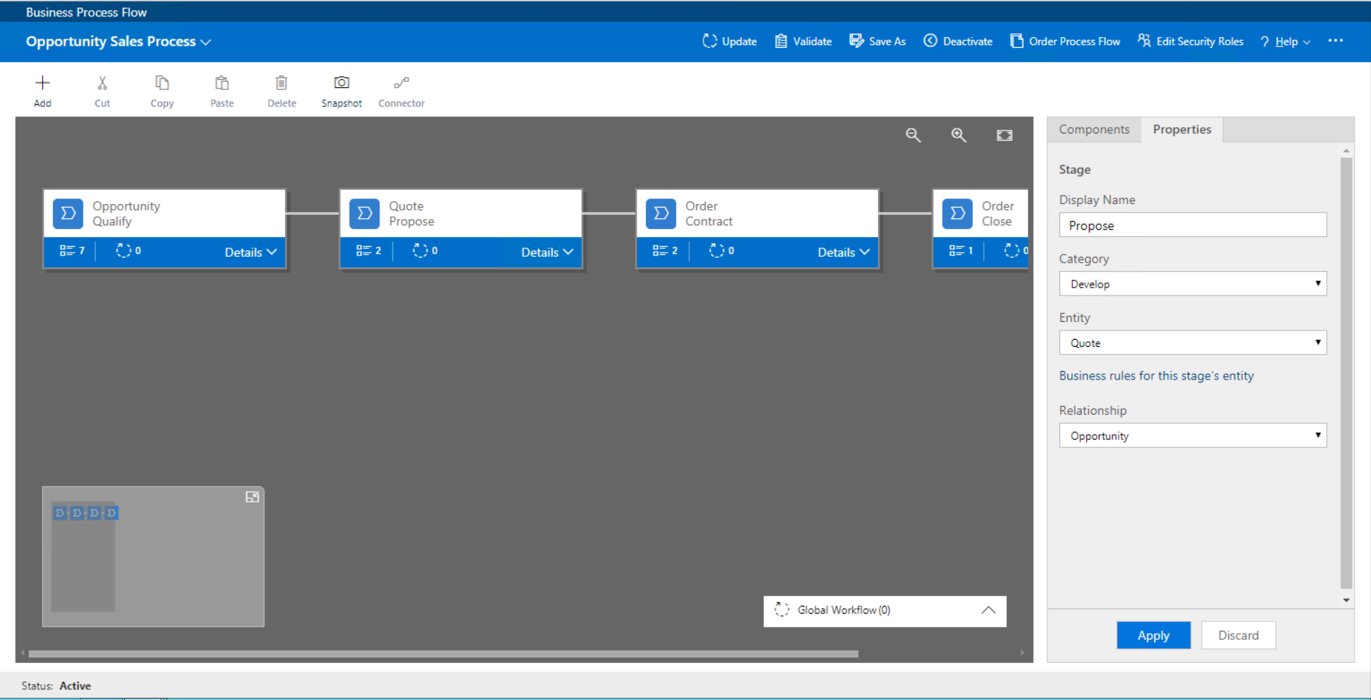 תצורת תהליך עסקי ב- Dynamics 365.