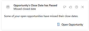 Insight card for missed close date Insight card for missed close date