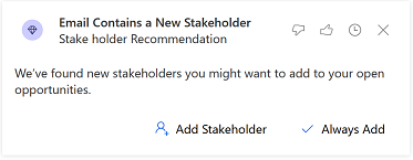 Insight card for recommended stakeholder Insight card for recommended stakeholder