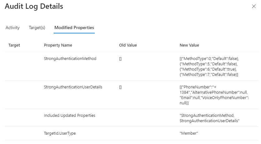 Screenshot of user migration details.