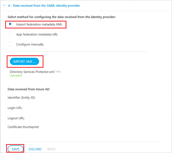 Screenshot shows how to import federation file.