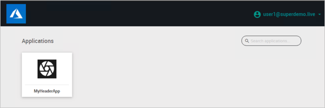 Screenshot of an Applications screen showing an icon for the MyHeaderApp.